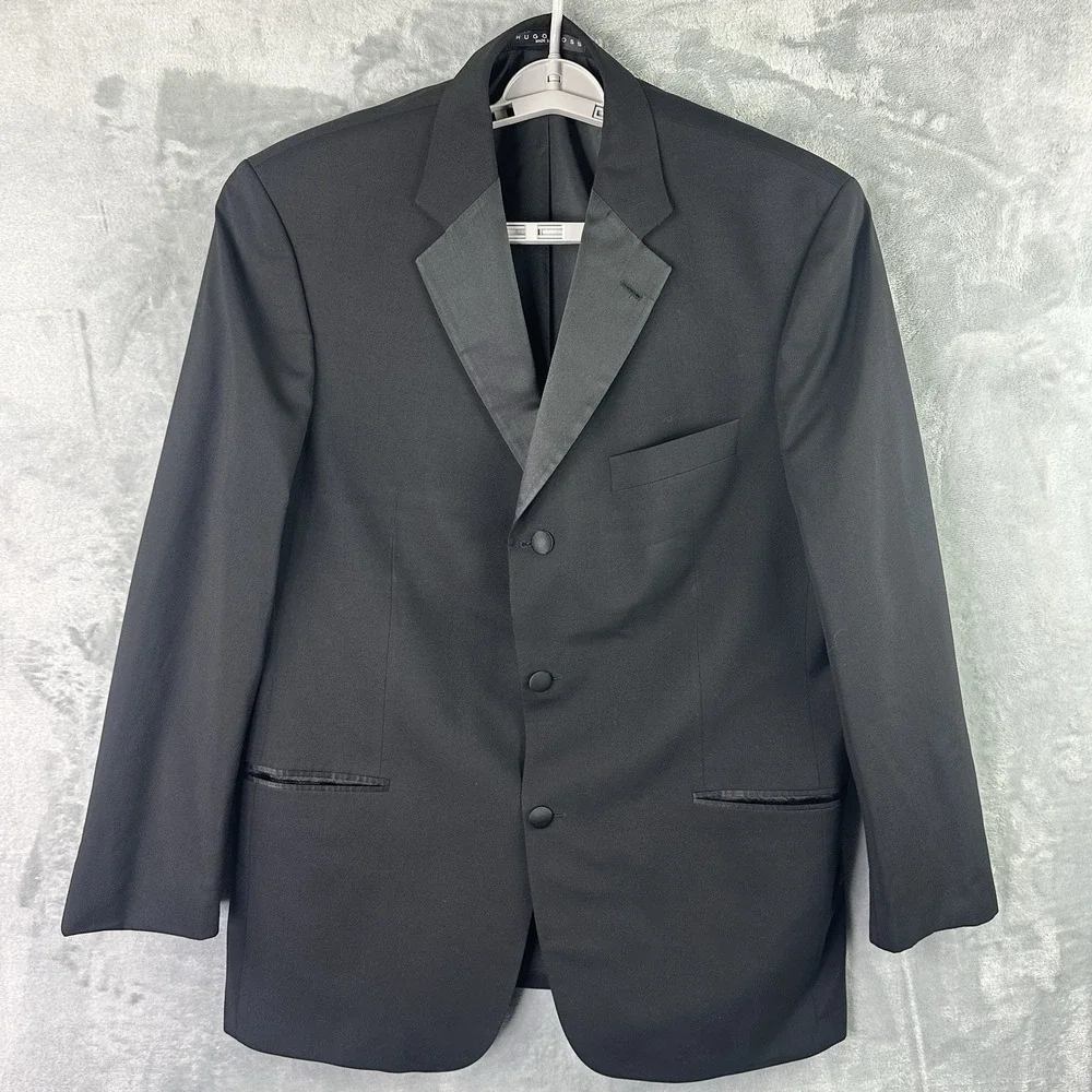 Hugo Boss Baker Jazz Black‎ Wool Blazer Sport Coat 44R Made in Greece